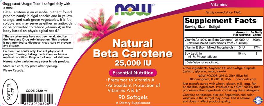 Betacaroten natural 25.000 UI - 90 capsule de gel