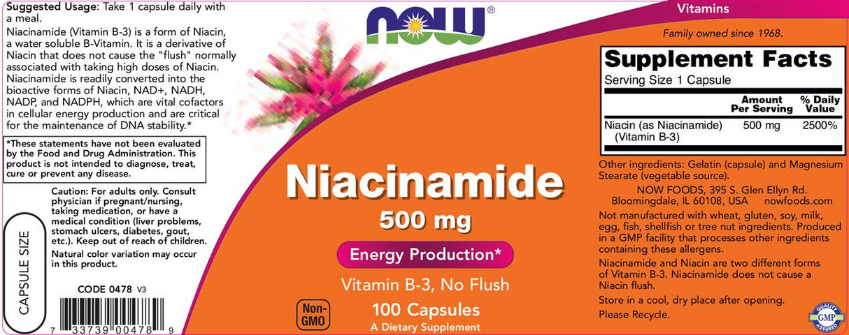 Niacinamidă 500 mg - 100 de capsule