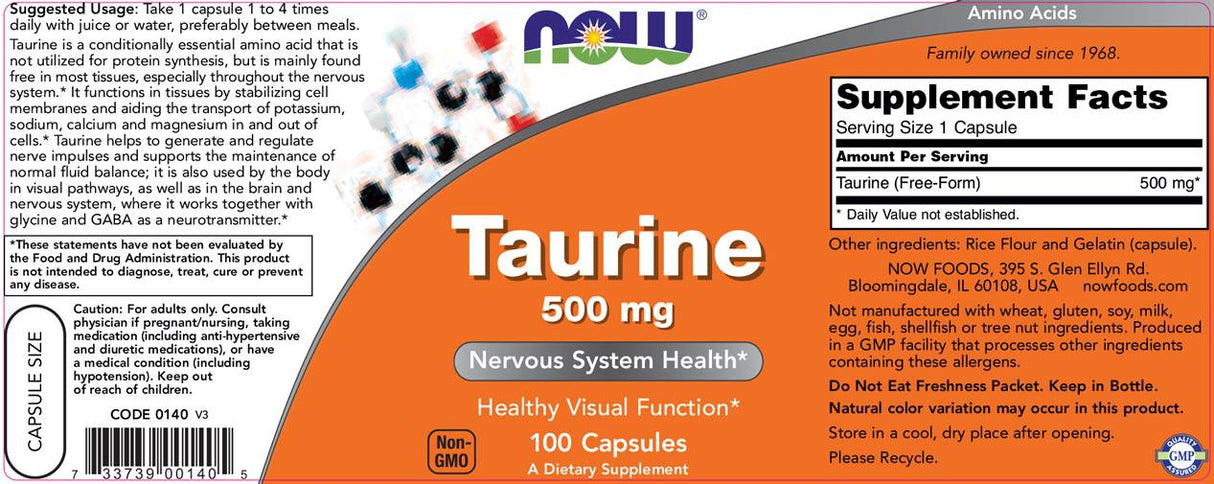 Taurină 500 mg - 100 capsule
