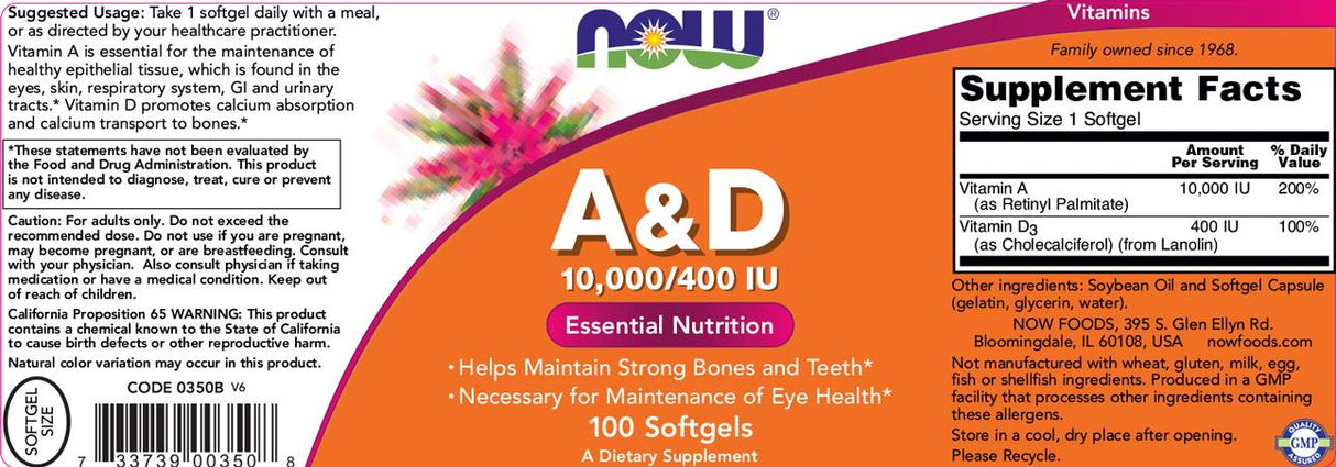 Vitamina A&D 10000/400 IU - 100 de capsule de gel