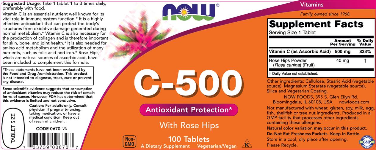 Vitamina C-500 cu macese - 100 tablete