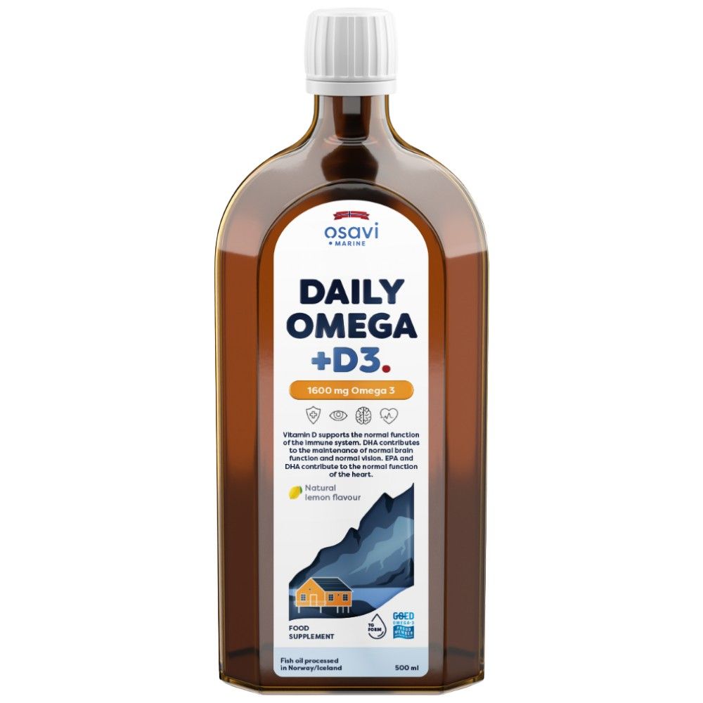 Daily Omega + D3 Liquid | Aromă naturală de lămâie - 500 ml