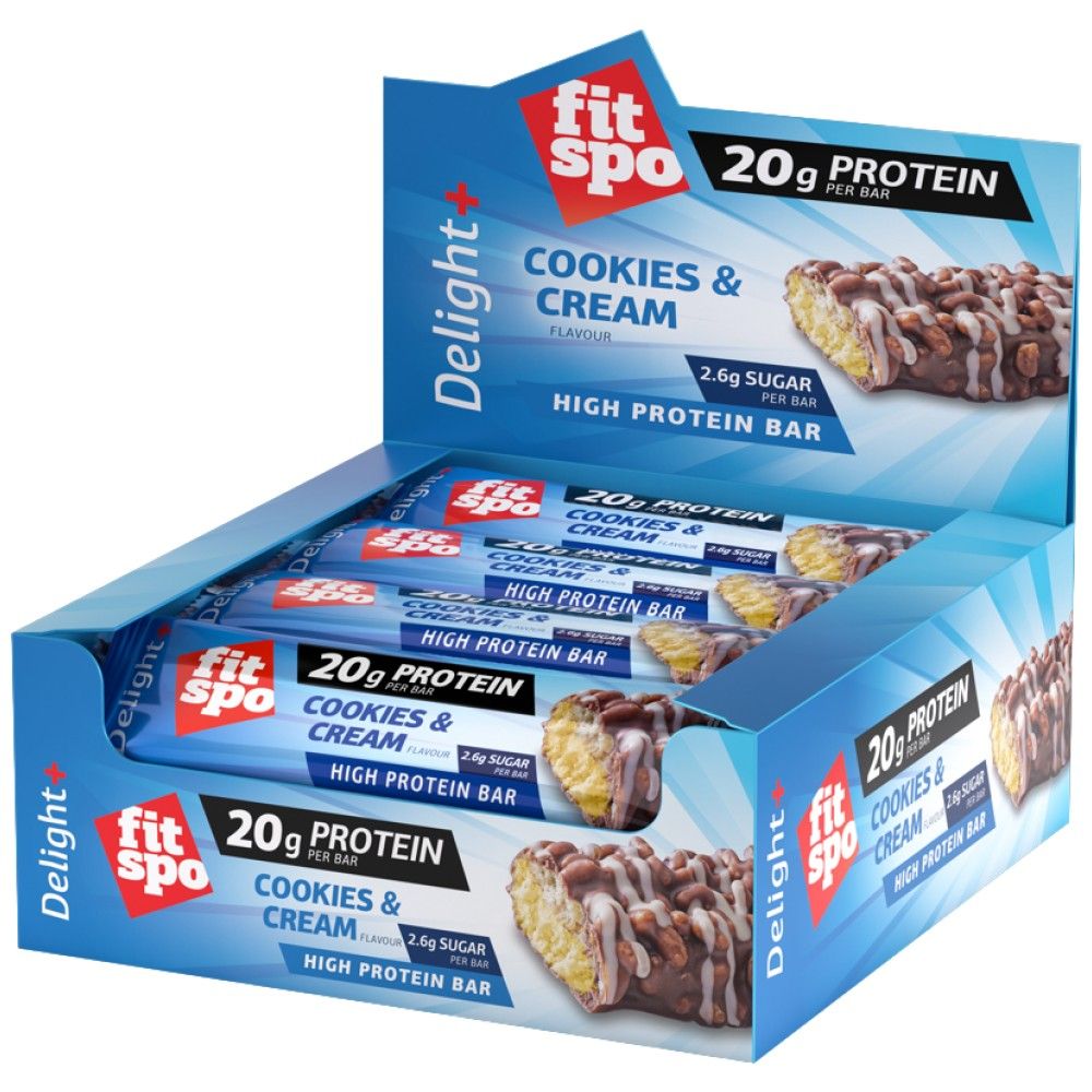 Delight+ Protein Bar Cookies and Cream - 12 x 60 grame