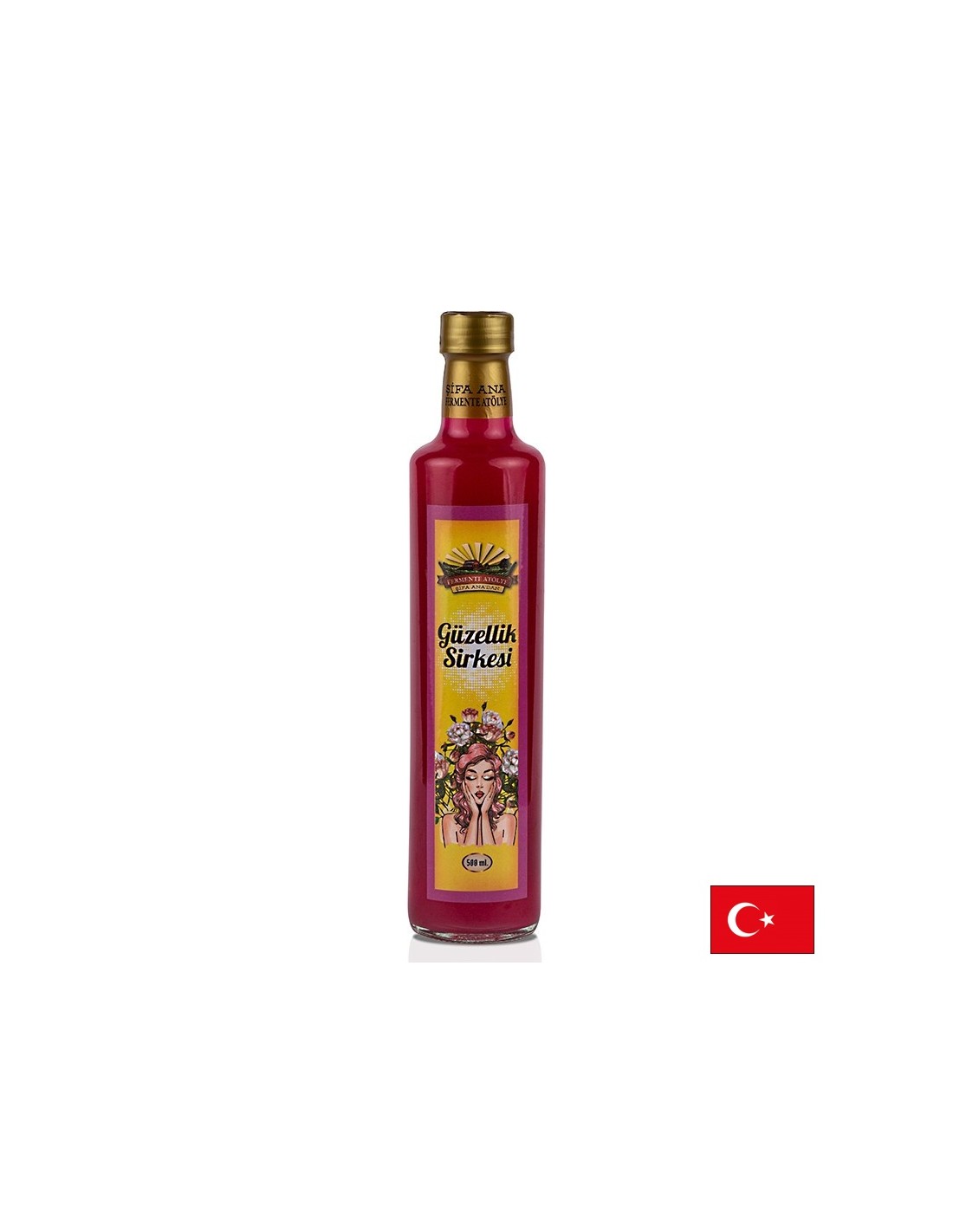 Oțet natural „Frumusețe” - Din trandafir sălbatic, hibiscus, lavandă, măr de munte, scorțișoară, 500 ml