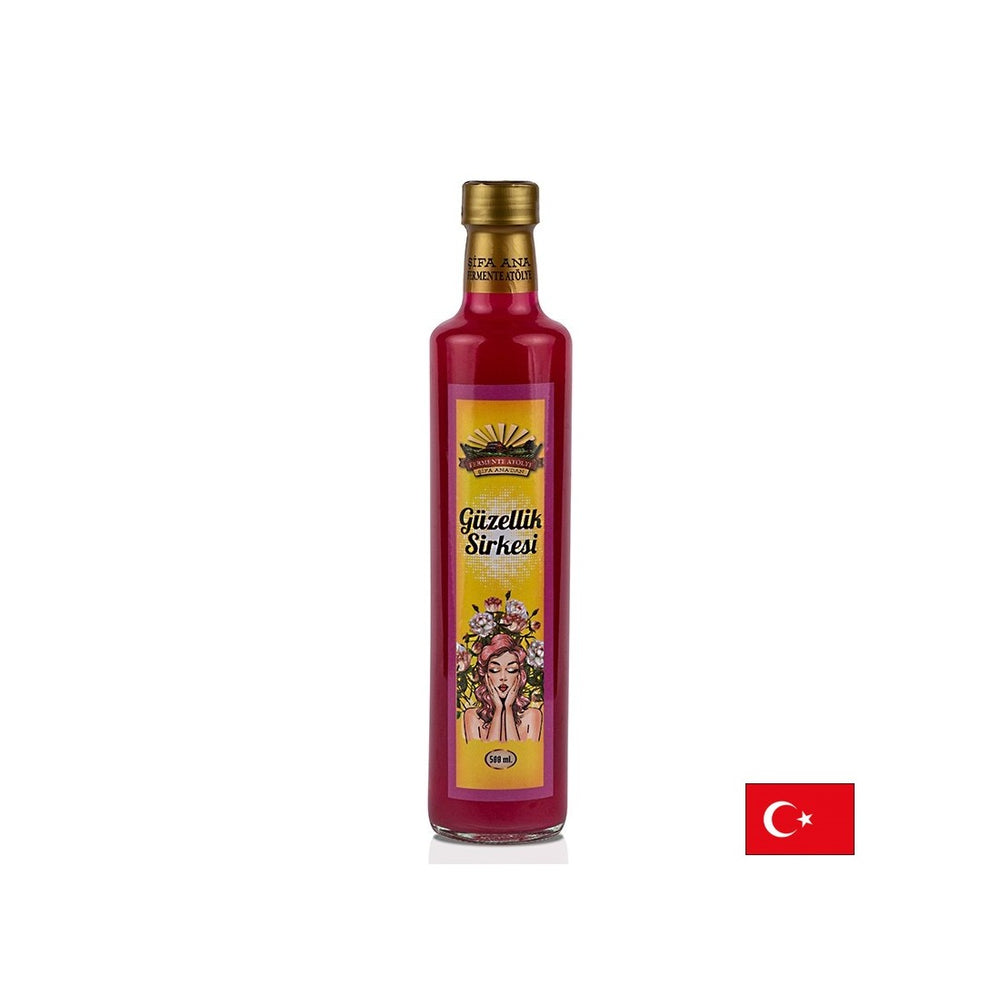 Oțet natural „Frumusețe” - Din trandafir sălbatic, hibiscus, lavandă, măr de munte, scorțișoară, 500 ml