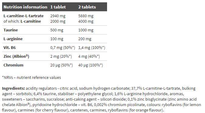 Endurance L-Carnitine 4000 Power Efervescent - 15 tablete solubile