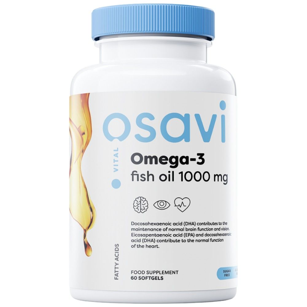Ulei de pește Omega 3 1000 mg / Aromă de lămâie - 60 capsule de gel