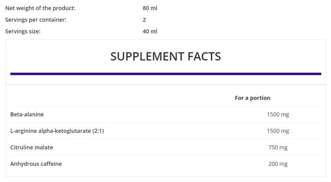 Shot înainte de antrenament - 80 ml
