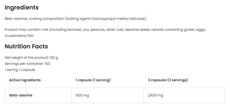 Beta Alanine 2400 - 150 capsule