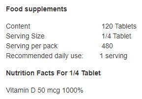 Vitamina D3 8000 UI 120 tablete