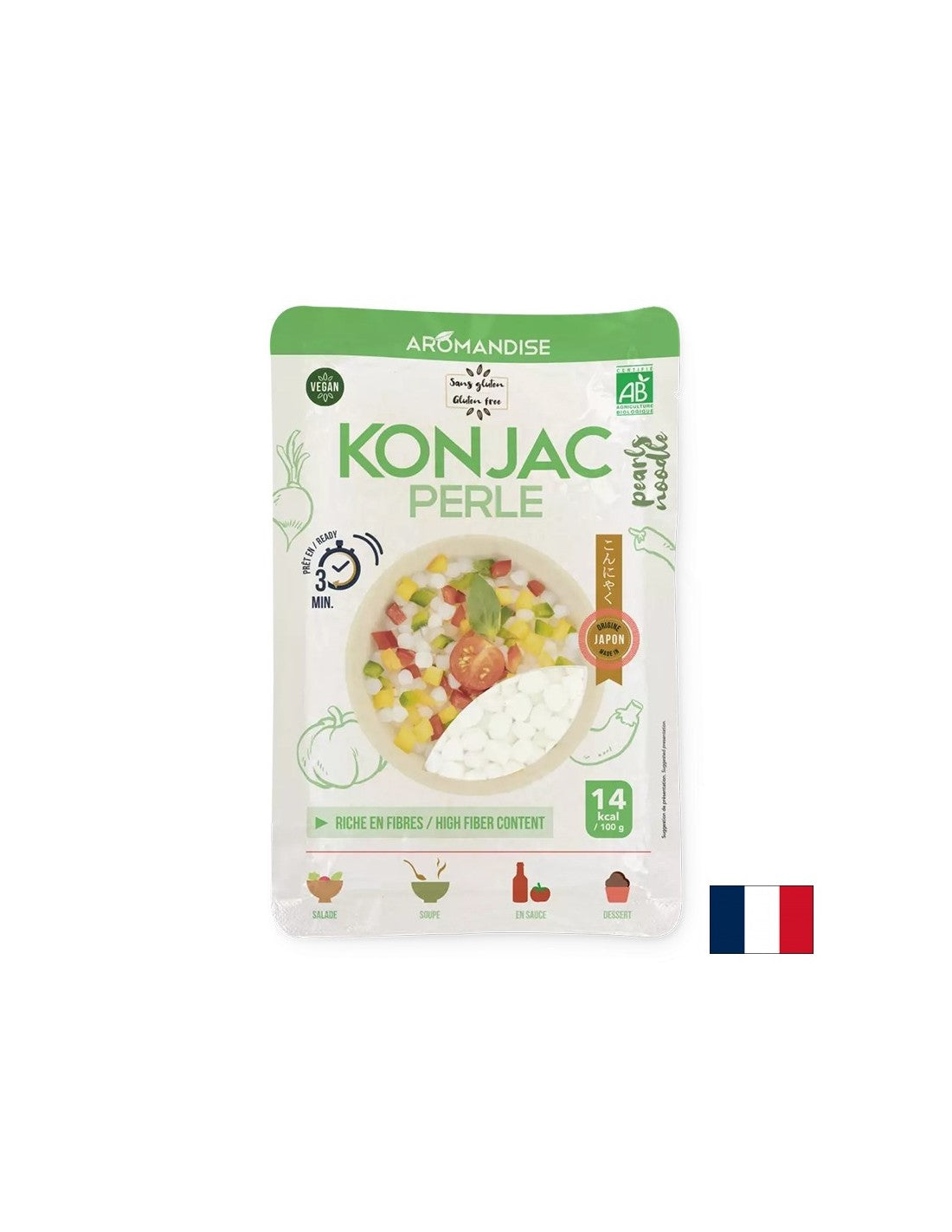 Perle dietetice fără gluten – gătire 3 minute - Din făină de konjac și făină de orez, 150 g