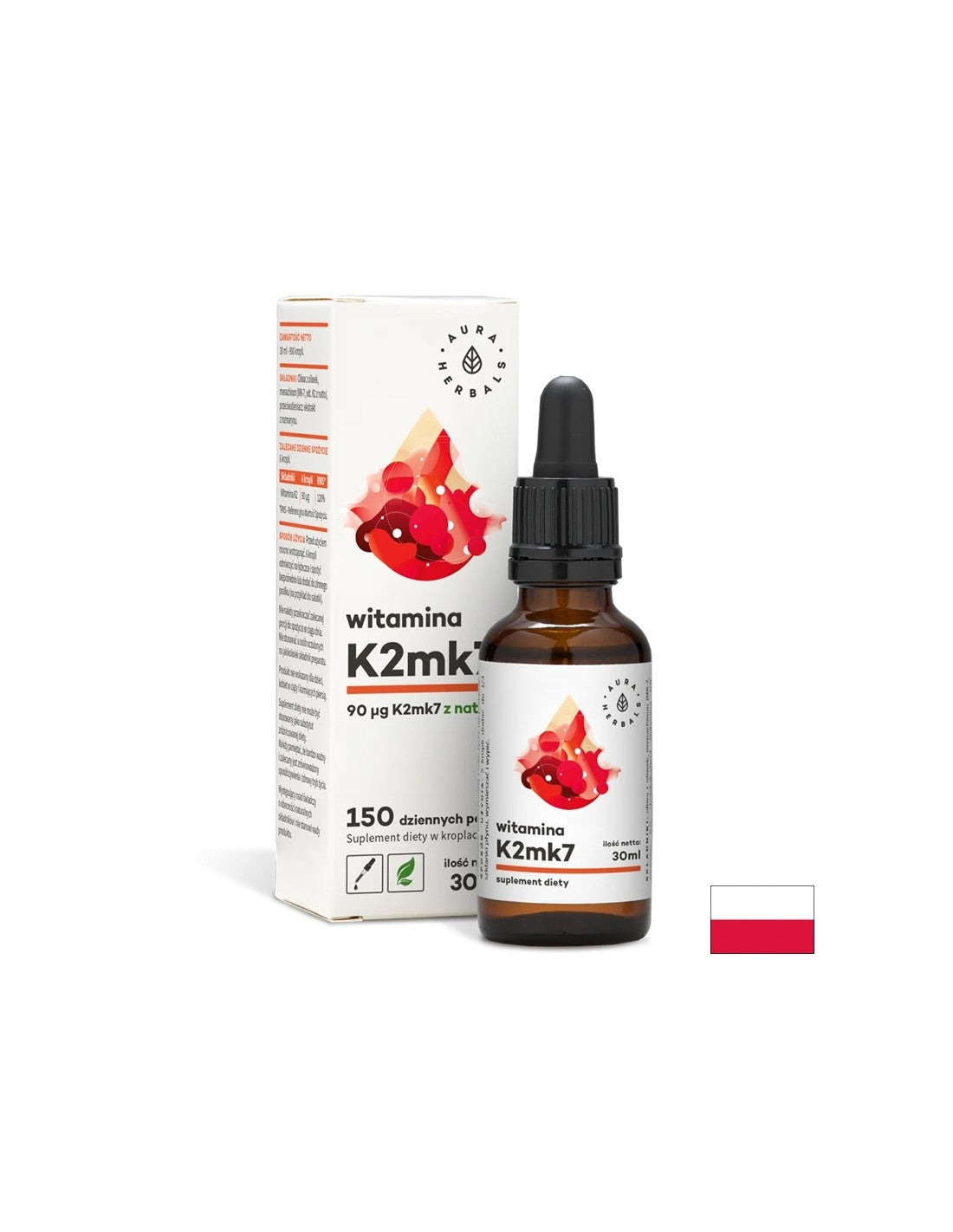 Îmbunătățește densitatea osoasă - Vitamina K2 (MK7), 30 ml picături Aura Herbals