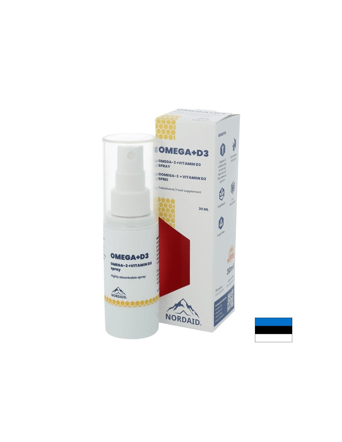 Omega-3 EPA &amp; DHA + vitamina D3 1000 UI - Imunitate puternică și oase și dinți sănătoși - Spray de gură, 30 ml, 200 de spray-uri
