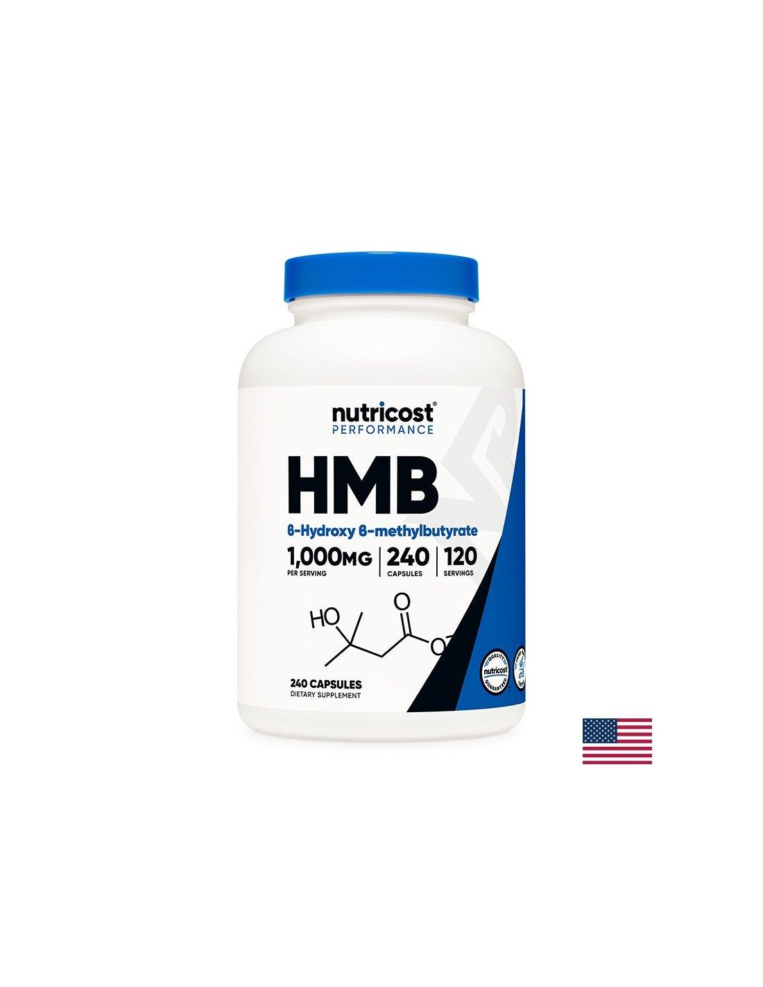Pentru sport activ - HMB (Beta-hidroxi-beta-metilbutirat), 500 mg/240 capsule, 120 doze Nutricost