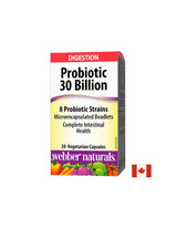 Probiotic 30 miliarde / 8 tulpini probiotice / Probiotic, 30 miliarde probiotice active, 8 tulpini probiotice, 30 capsule Webber Naturals