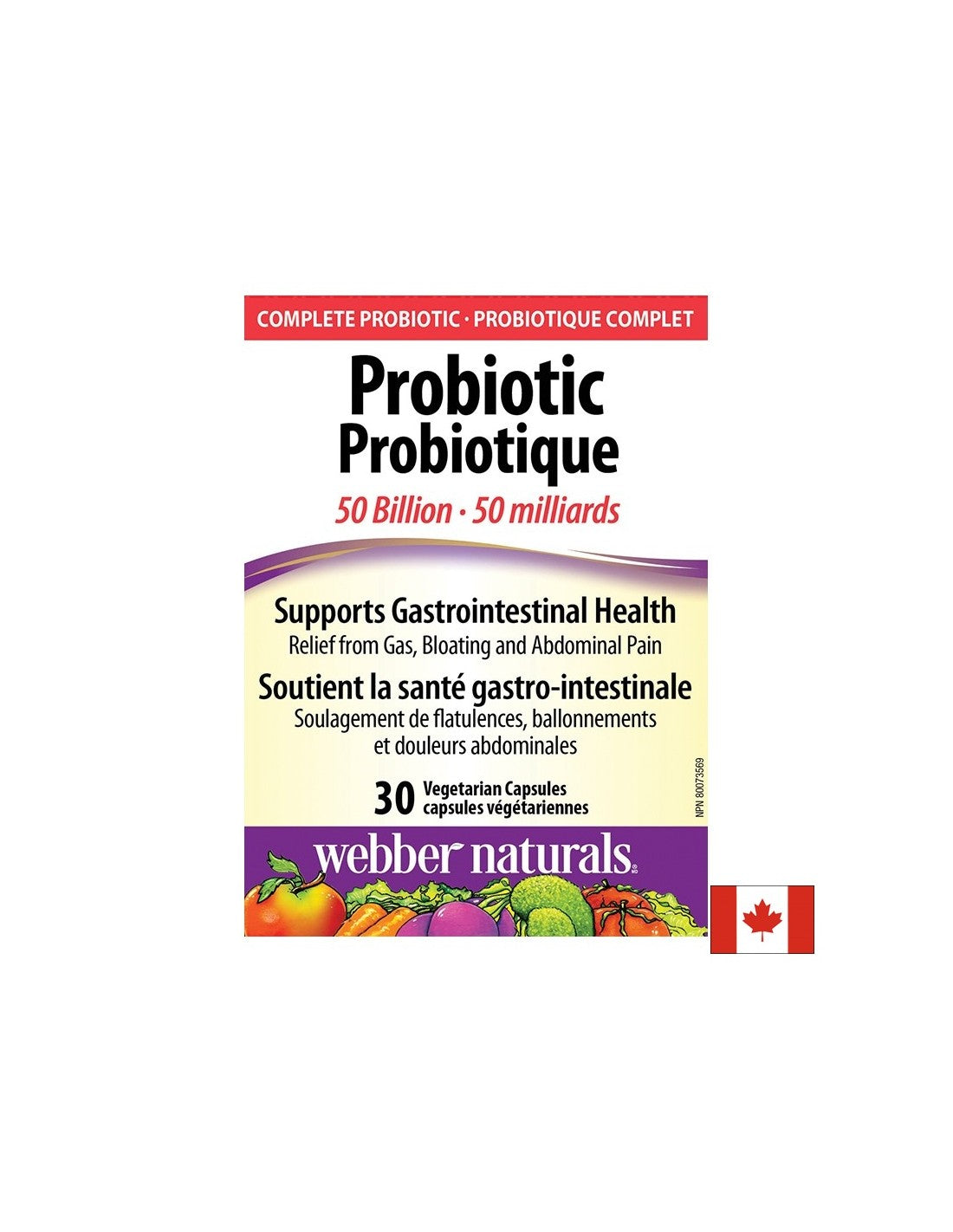Probiotic 50 miliarde - Probiotic 50 miliarde probiotice active, 10 tulpini, 30 capsule Webber Naturals