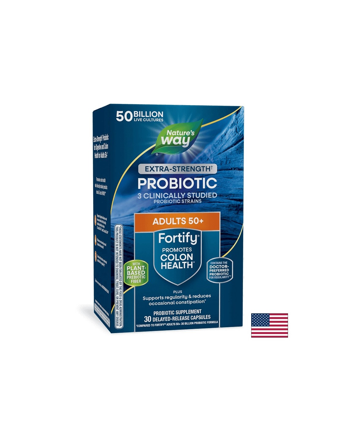 Probiotic + prebiotice 50+ doză mare - Fortify Age 50+ Probiotic Extra Strength, 50 de miliarde de probiotice active, 30 de capsule