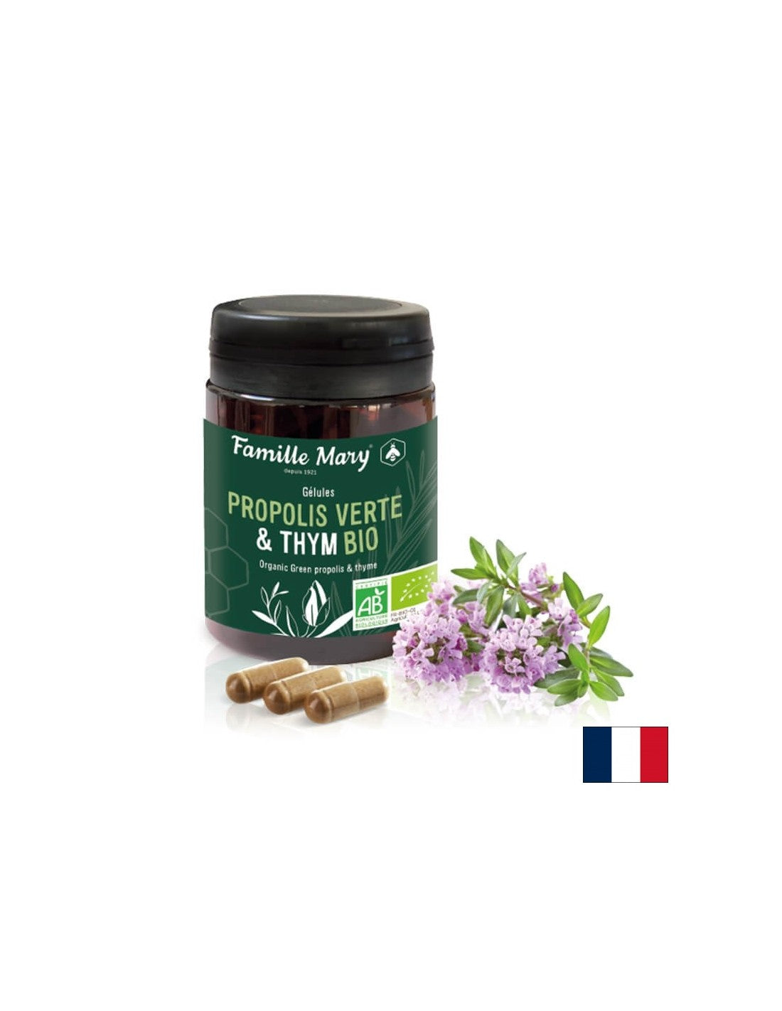 Propolis Verte &amp; Thyme bio / Propolis verde și cimbru Organic, 60 capsule Famille Mary