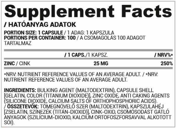 Capace din zinc | 25 mg oxid de zinc - 30 capsule