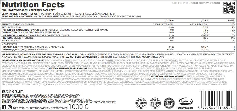 Iso Pro Pure Whey | Izolați cu N-Zyme System - 25 de grame