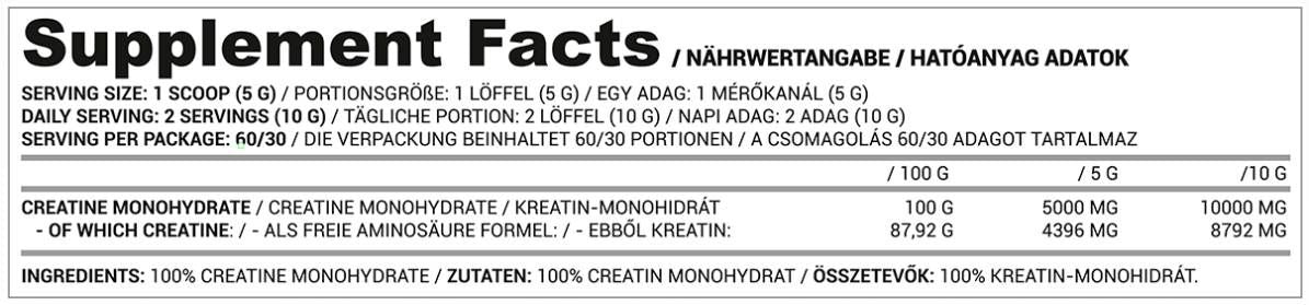 Pudră de creatină monohidrat - 300 de grame