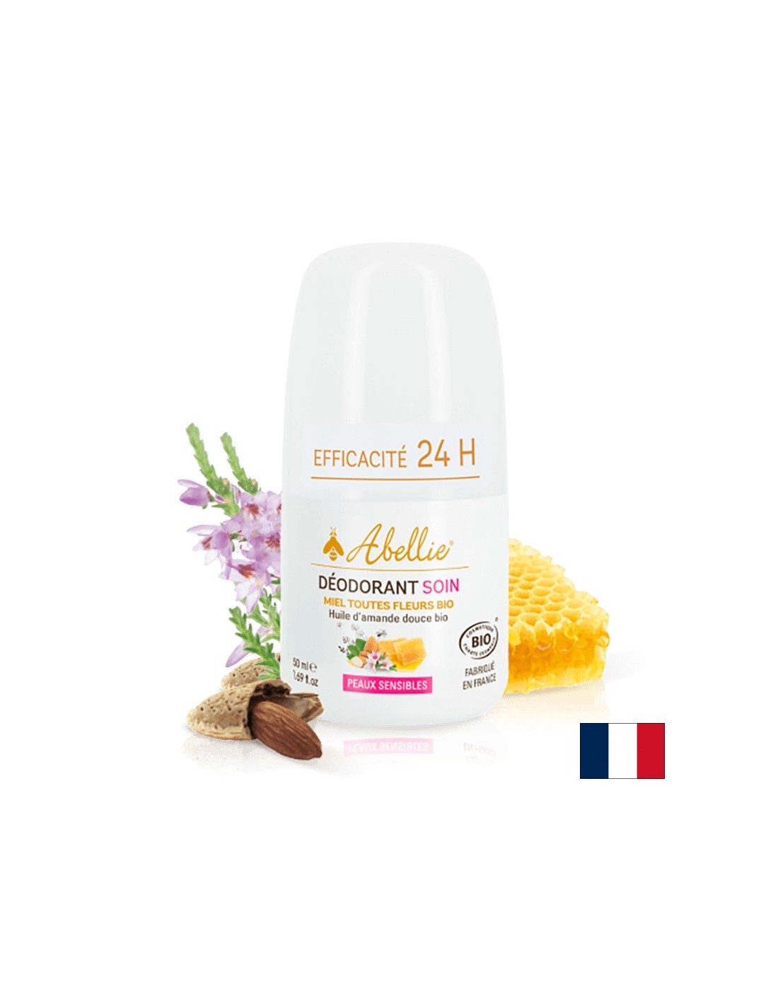 Deodorant roll-on cu miere colorată BIO și ulei de migdale dulci, 50 ml
