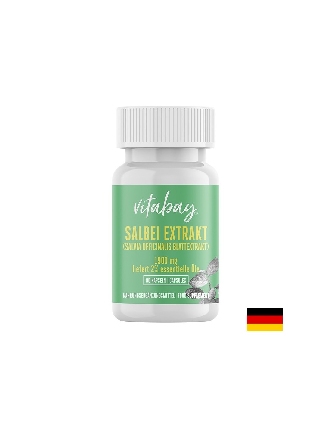 Salbei Extrakt - Extract de salvie 1900 mg (extract de frunze de Salvia officinalis, 2% uleiuri esentiale), 90 capsule