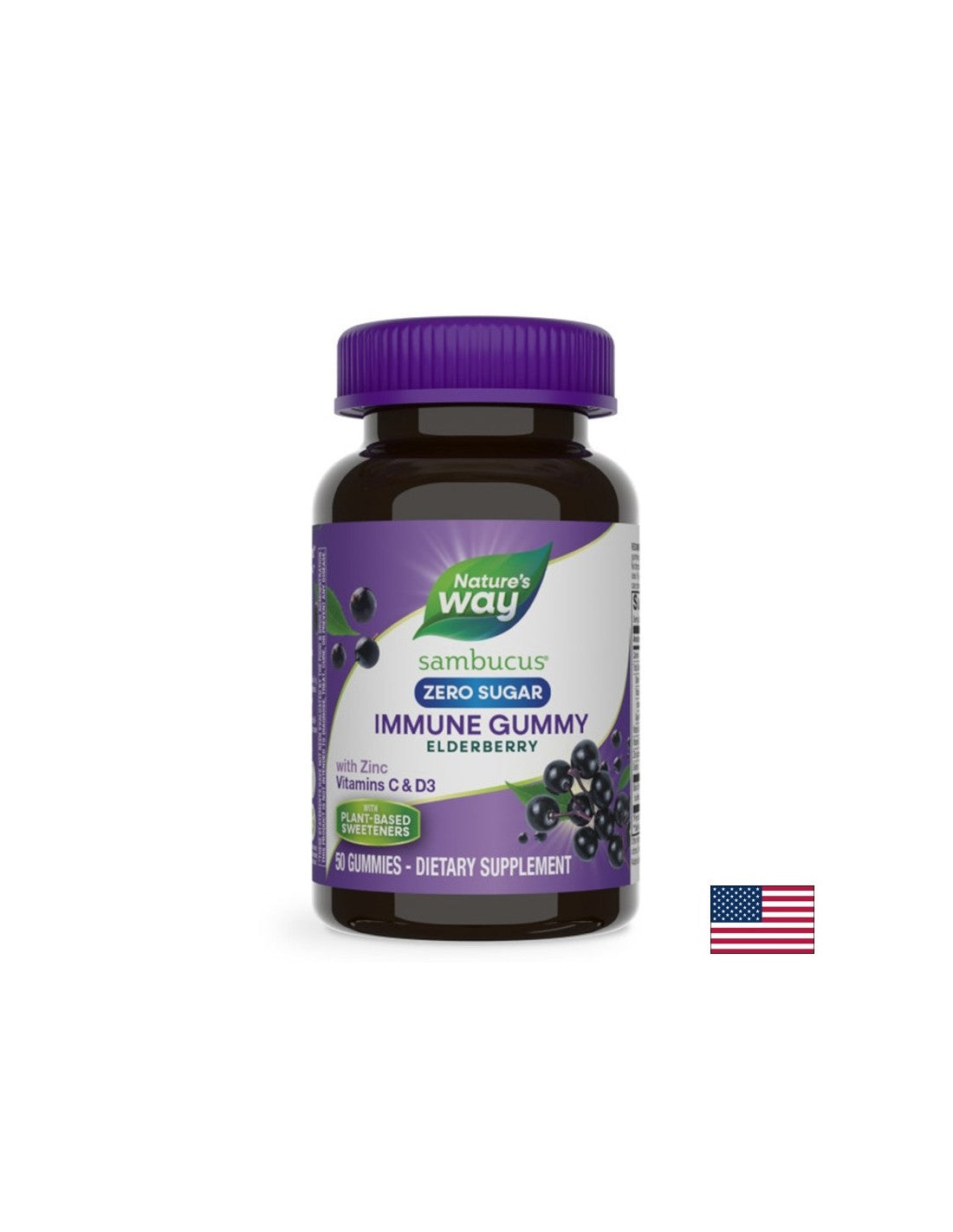 Gume Sambucus Imune (cu vitamina C, D3 și zinc), 50 tablete de jeleu (fără zahăr)
