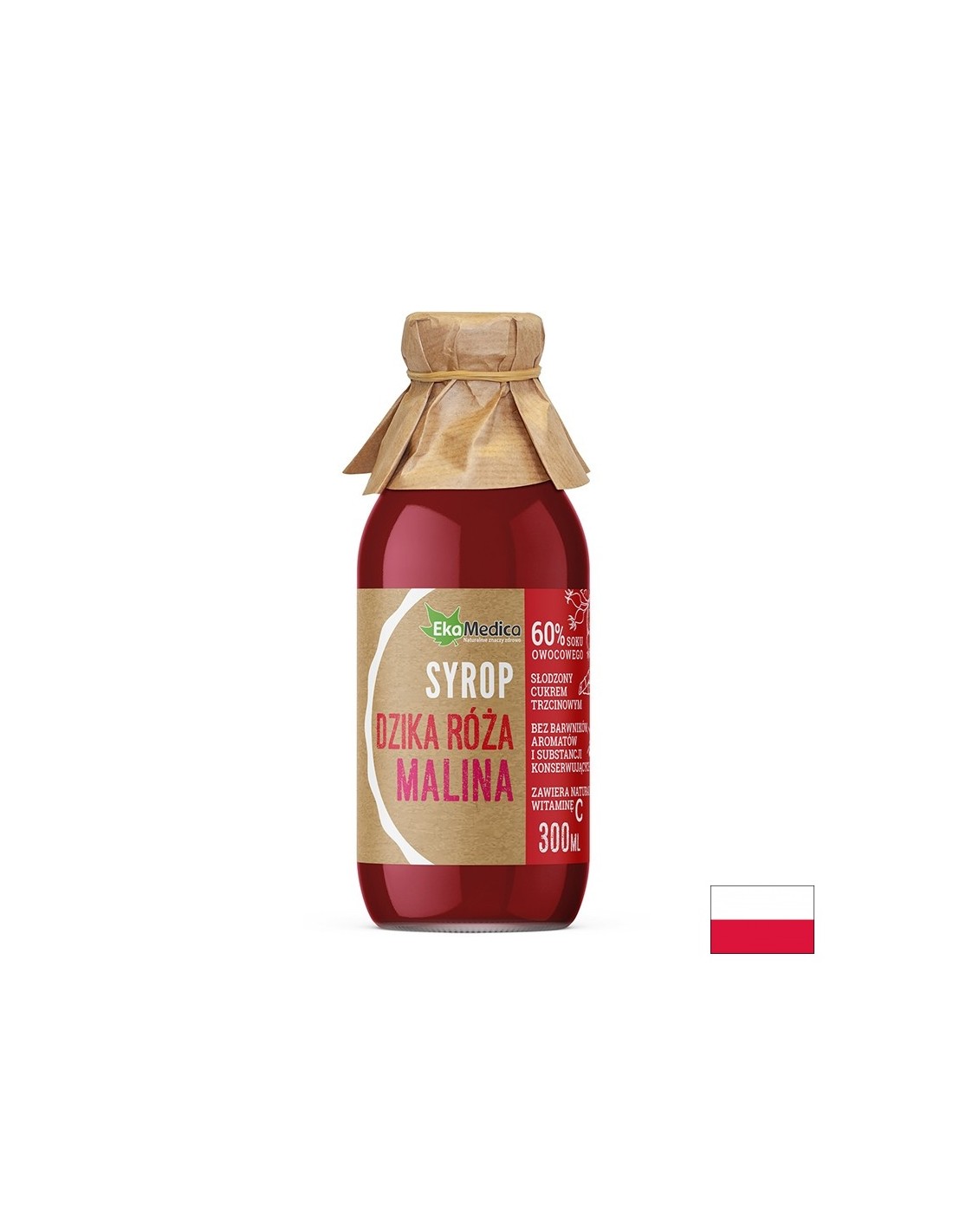 Sirop de macese si zmeura cu vitamina C naturala - Imunitate si sanatate cardiovasculara, 300 ml, 8 sau 15 doze