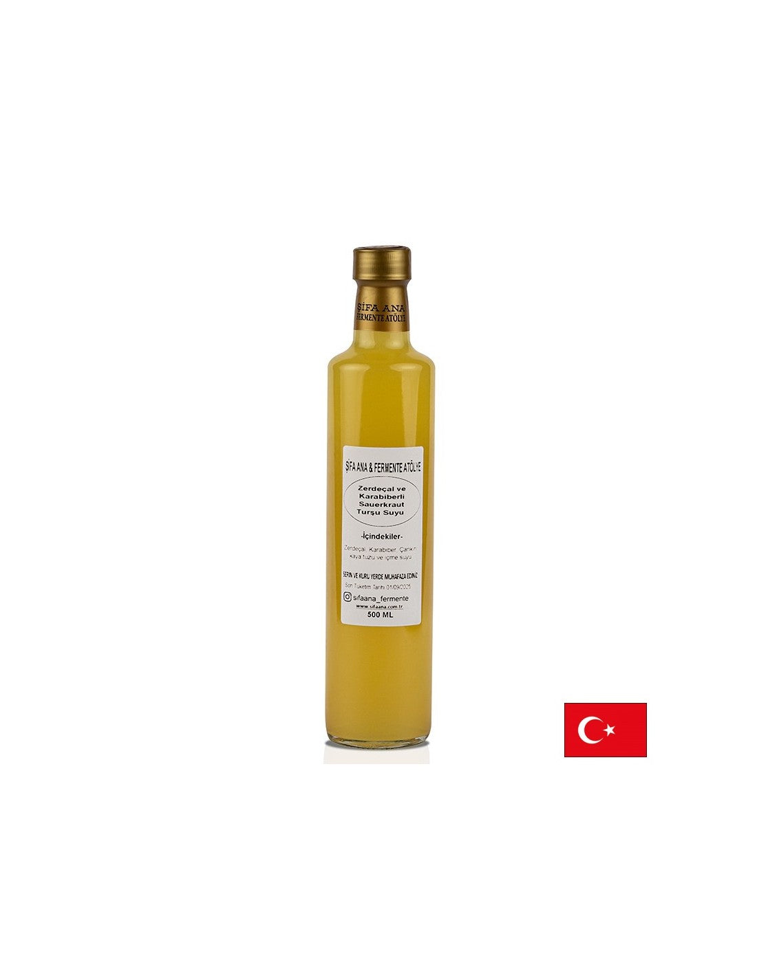Suc probiotic de varză murată cu turmeric și piper negru, 500 ml