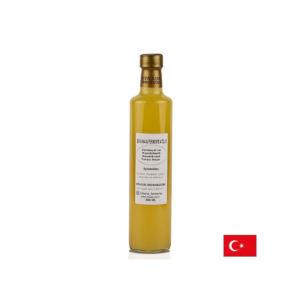Suc probiotic de varză murată cu turmeric și piper negru, 500 ml