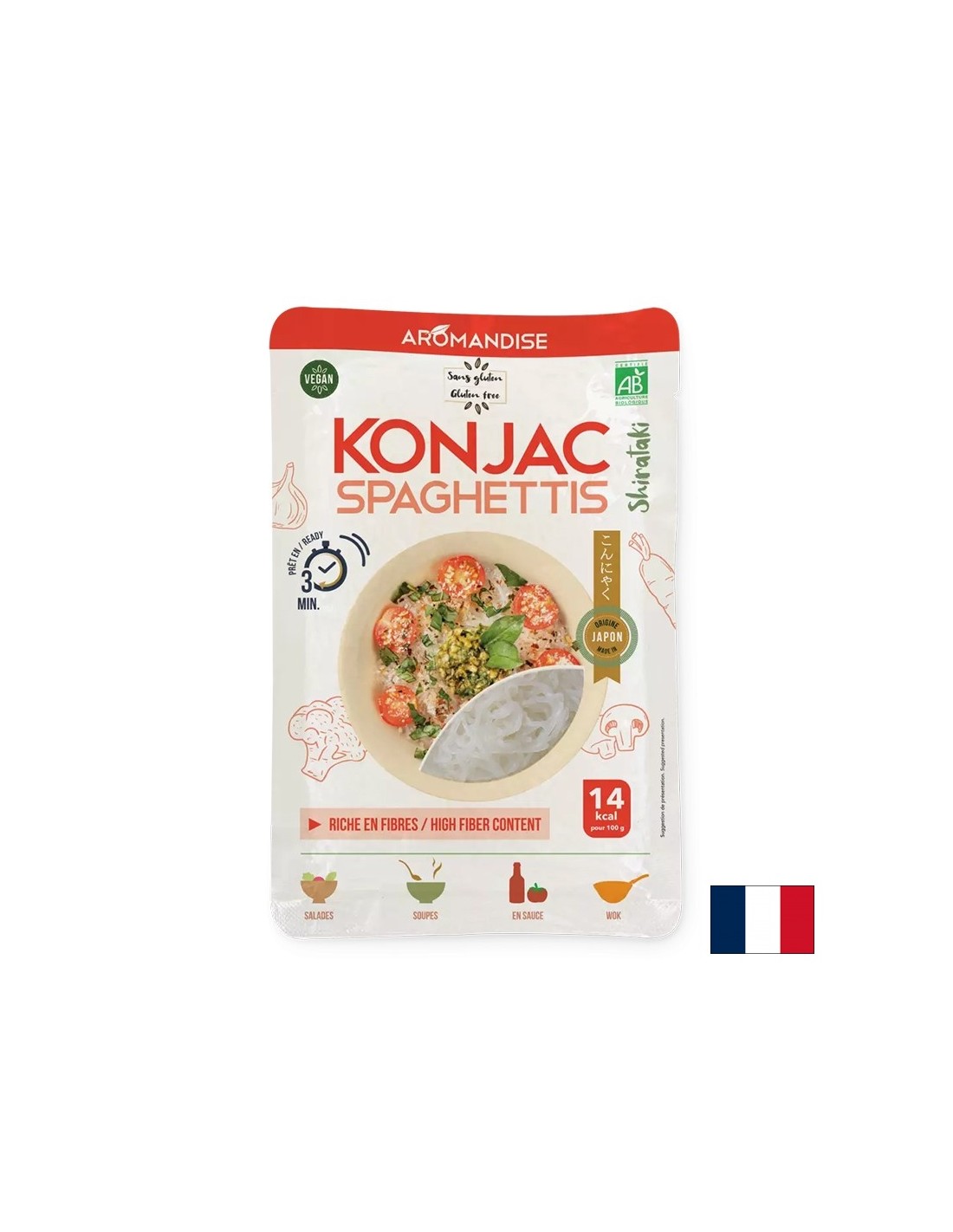 Spaghete dietetice fără gluten din Konjac și făină de orez (Shirataki) – timp de gătire 3 minute, 150 g
