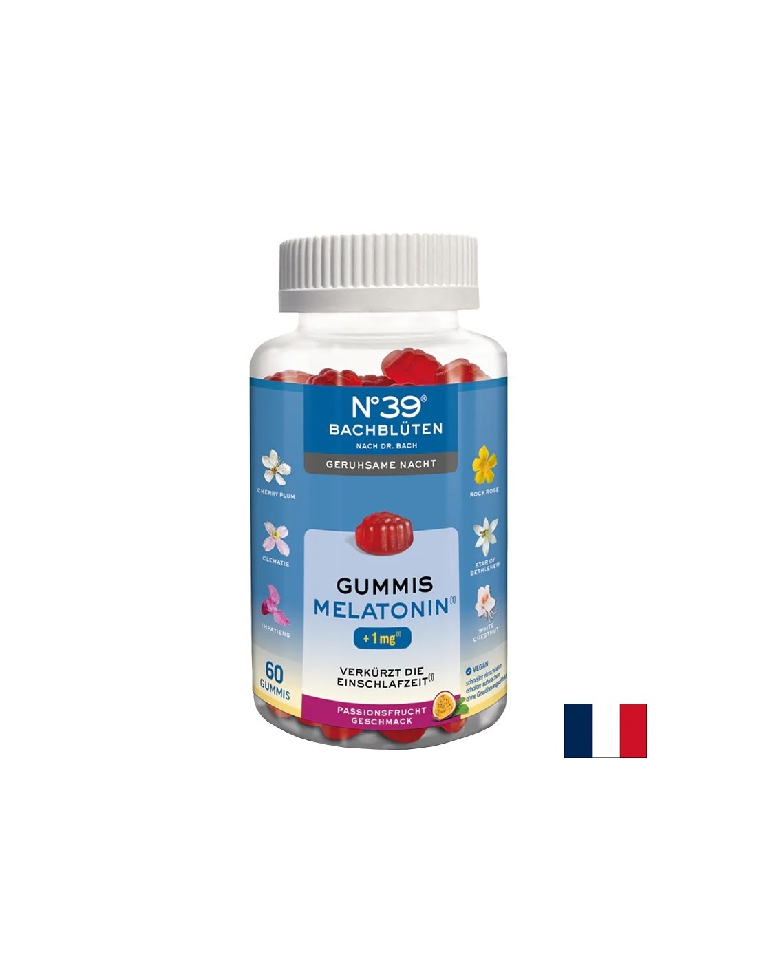 Noapte bună - Esențe Dr. Bach + Melatonina N°39, 60 tablete jeleu cu aromă de fructe Lemon Pharma