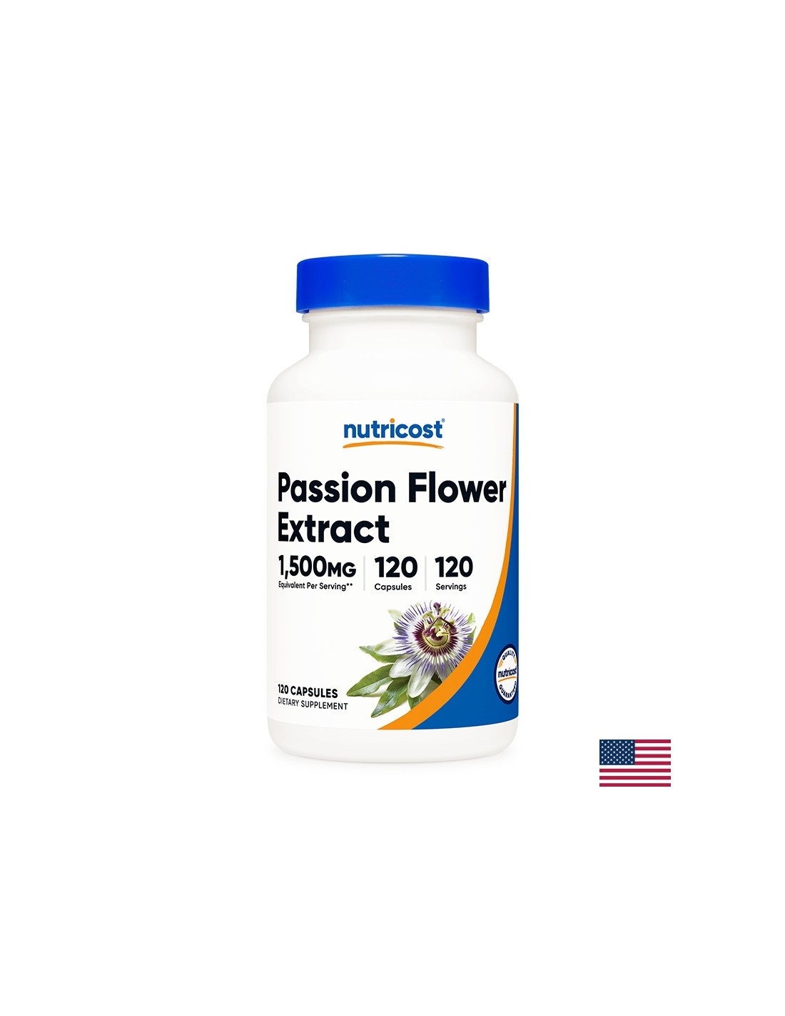 Stres și tensiune - Passiflora (Extract de floare a pasiunii), 375 mg x 120 capsule Nutricost