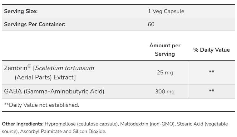 Calm &amp; Focus cu Zembrin® &amp; GABA - 60 capsule