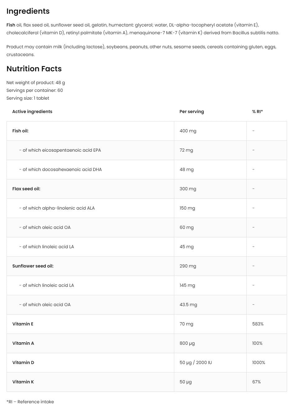 Omega 3-6-9 + ADEK | Vitamina A + D + E + K 60 capsule de gel