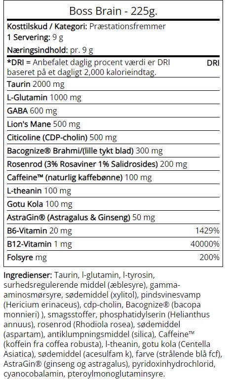 Boss Brain | Nootropic cu Bacopa, Rhodiola și coama de leu - 225 grame