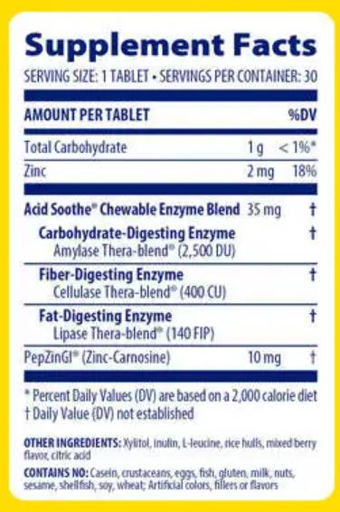 Acid Soothe Chewable - 60 de tablete masticabile