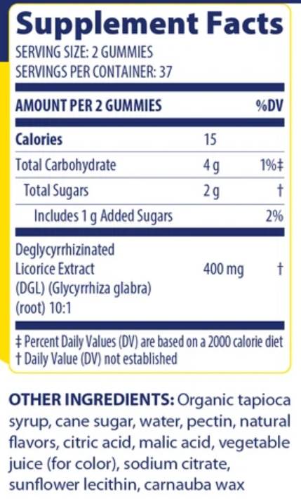 DGL Stomach Soothe Gummies - 74 de gumii