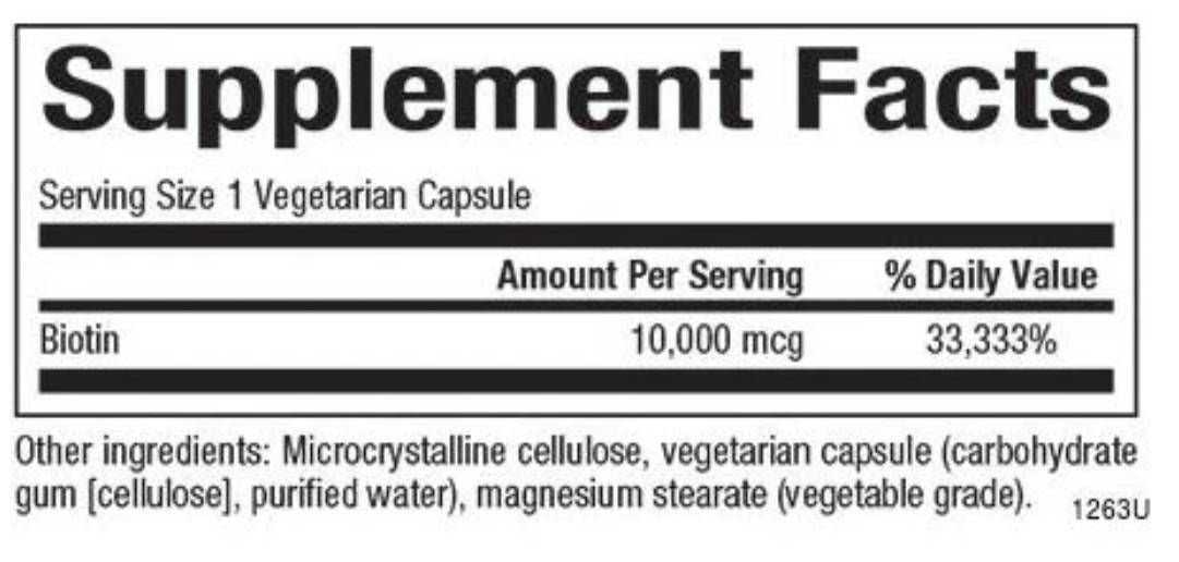 Biotină 10000 mcg - 60 capsule