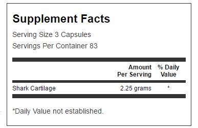 Cartilaj de rechin 750 mg 250 capsule