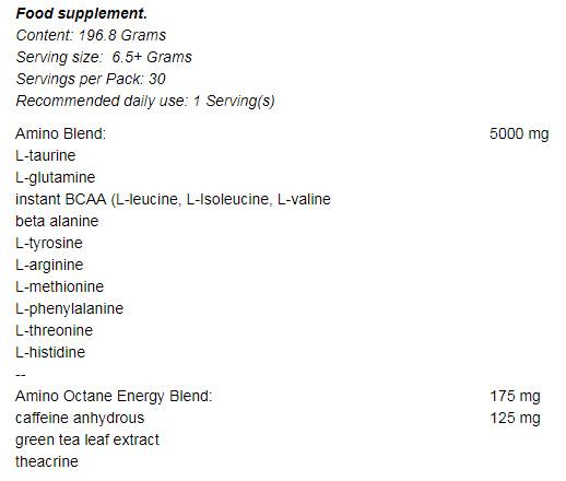Amestec Amino Octane + Energy 196 grame