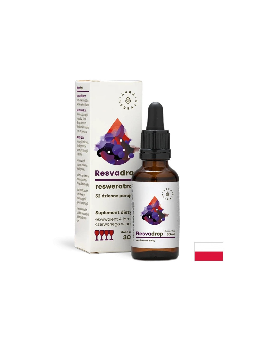 În sprijinul vaselor de sânge și al inimii - Resveratrol, 30 ml picături Aura Herbals