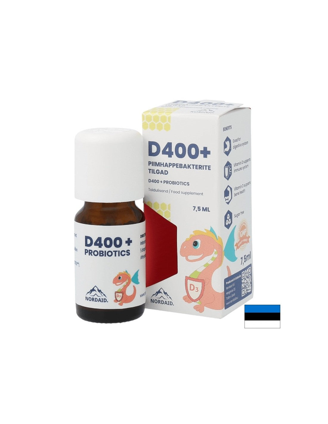 Vitamina D3 400 UI + probiotice - Imunitate si sistem digestiv, Picaturi pentru copii si adulti, 7,5 ml