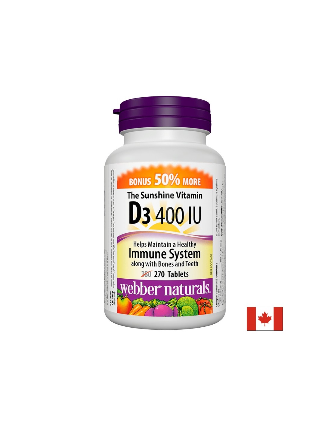 Vitamina D3 / Vitamina D3, 400 UI, 270 comprimate