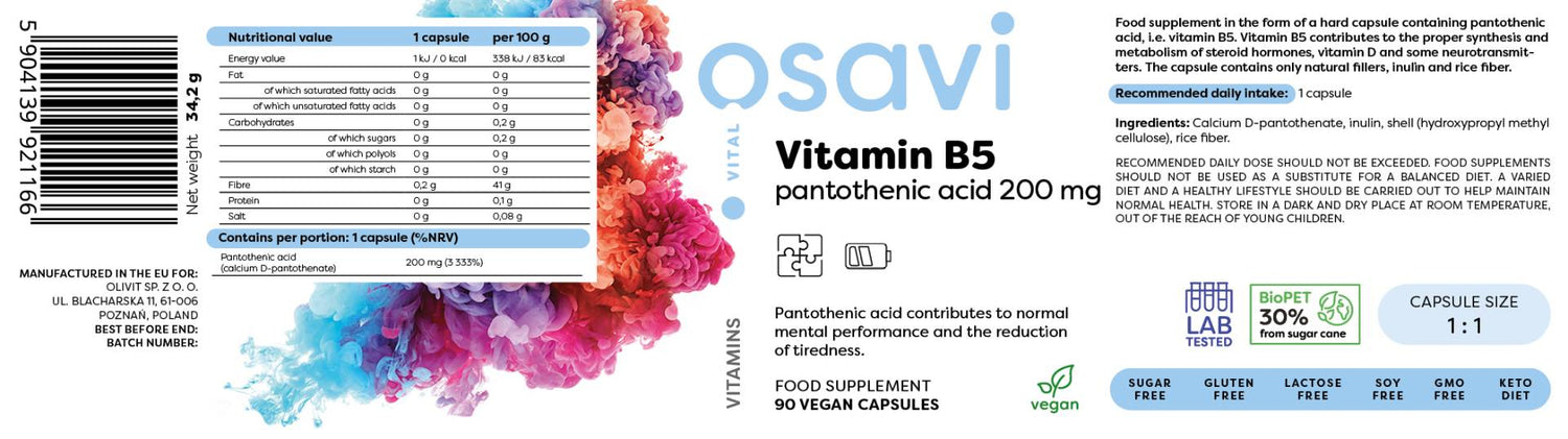 Vitamina B5 | Acid pantotenic 200 mg - 90 capsule
