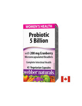 Probiotic pentru sănătatea femeii/ Probiotic pentru femei 5 tulpini, 5 miliarde de probiotice active + Merisor x 45 capsule Webber Naturals