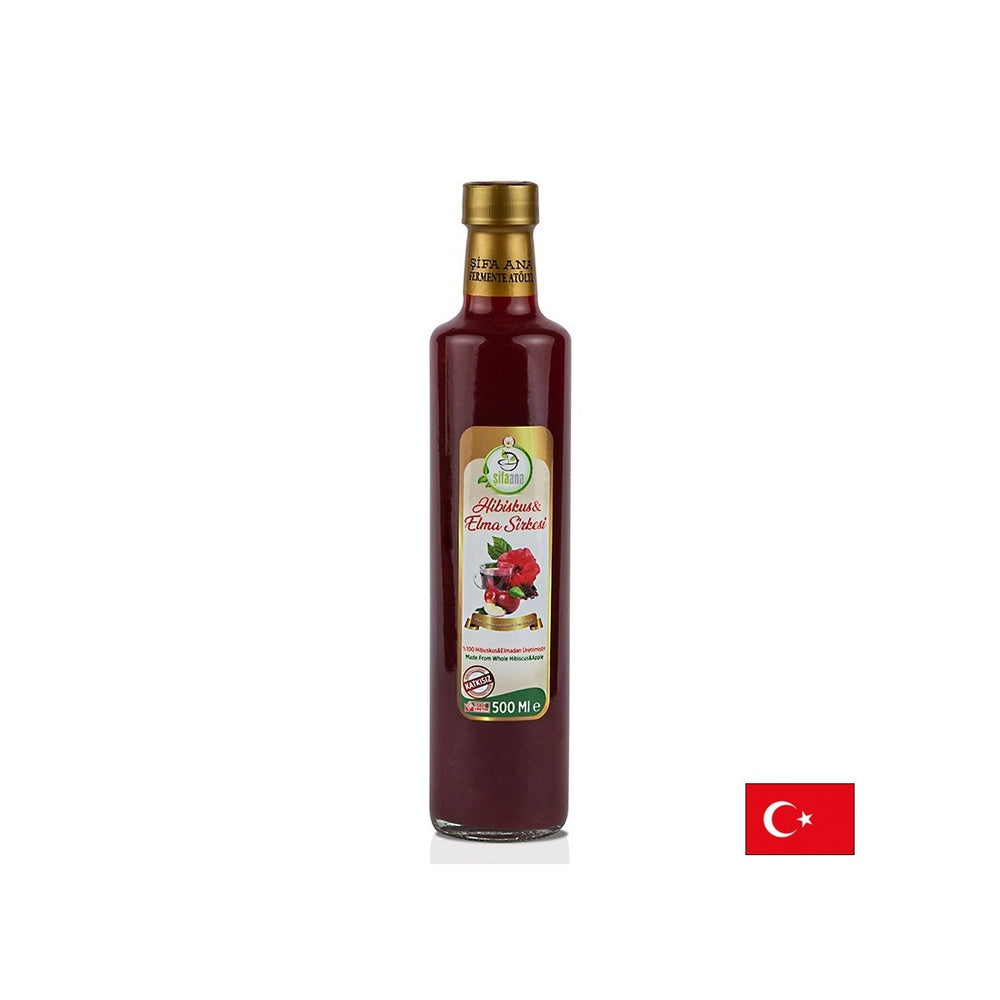 Oțet natural de mere cu hibiscus - controlul tensiunii arteriale și al colesterolului, 500 ml