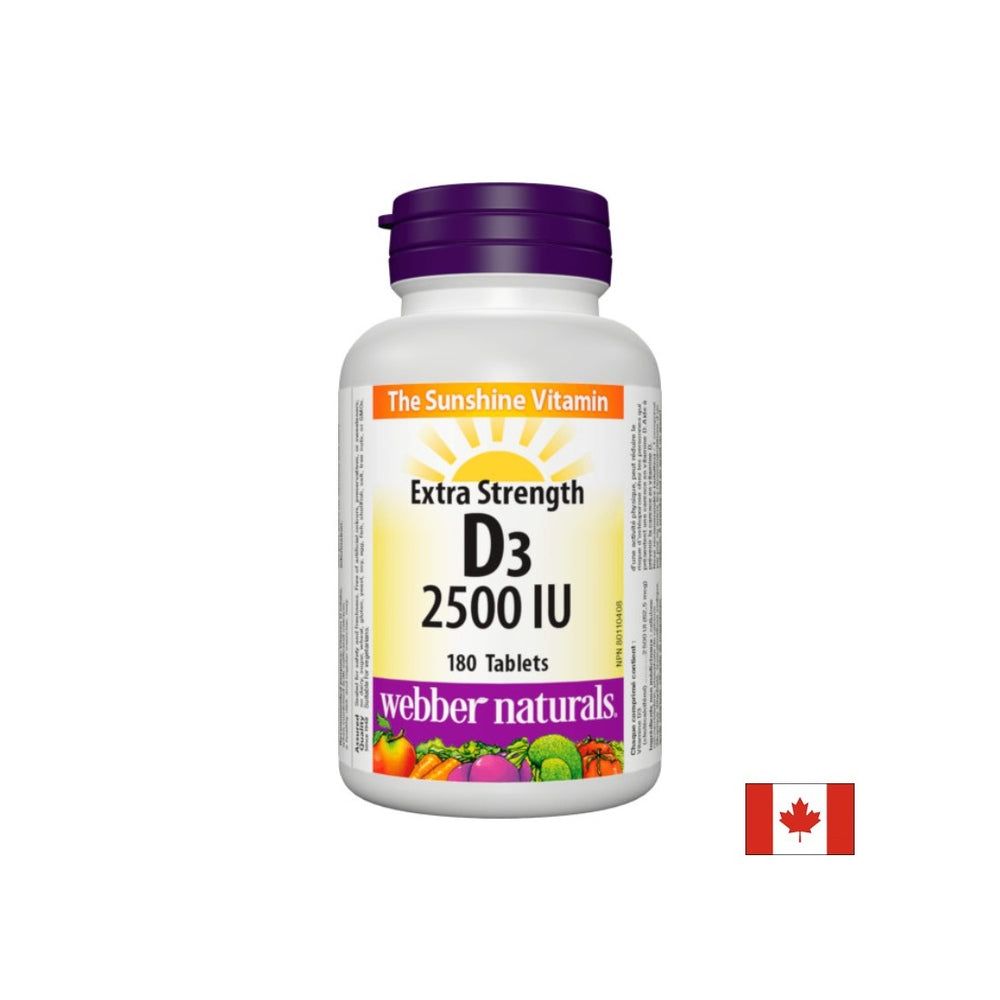 Oasele sănătoase și imunitate puternică - Vitamina D3 2500 UI, 180 tablete Webber Naturals