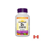 Oasele sănătoase și imunitate puternică - Vitamina D3 2500 UI, 180 tablete Webber Naturals